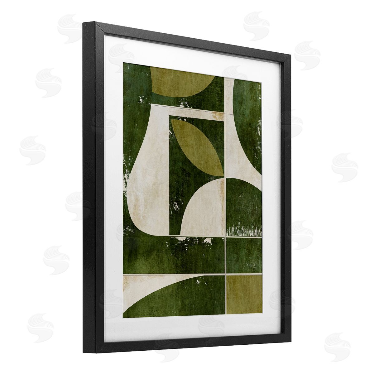 Suzanne Nicoll Earthy Green Tone Shapes Canvas Wall Art Print