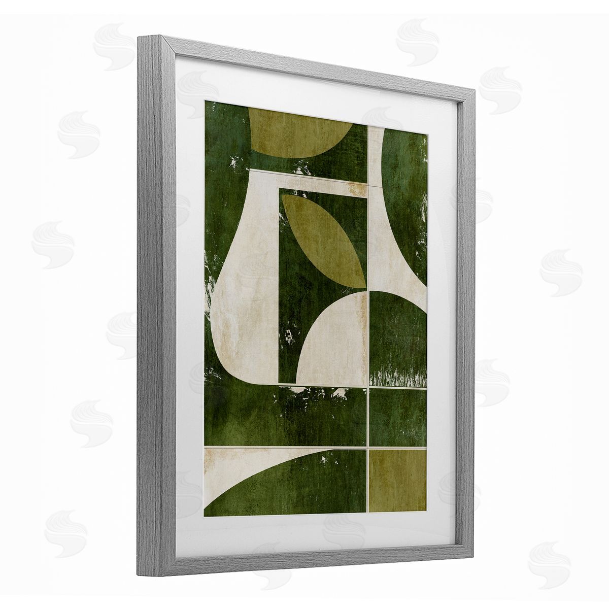Suzanne Nicoll Earthy Green Tone Shapes Canvas Wall Art Print