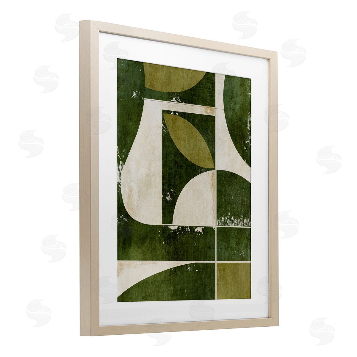 Suzanne Nicoll Earthy Green Tone Shapes Canvas Wall Art Print