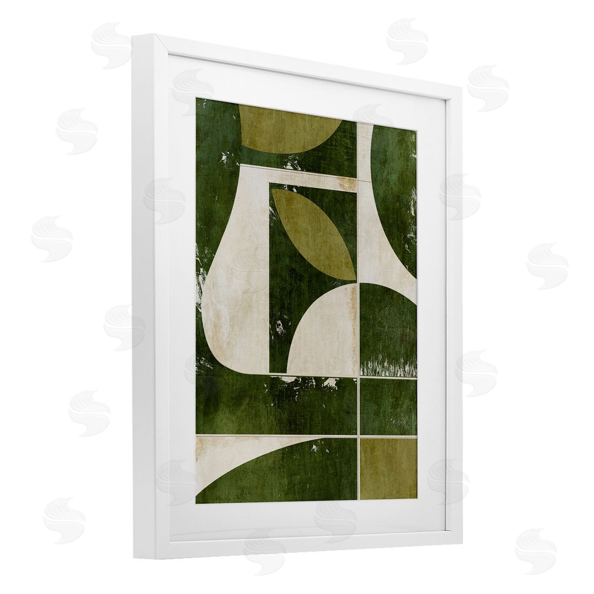 Suzanne Nicoll Earthy Green Tone Shapes Canvas Wall Art Print