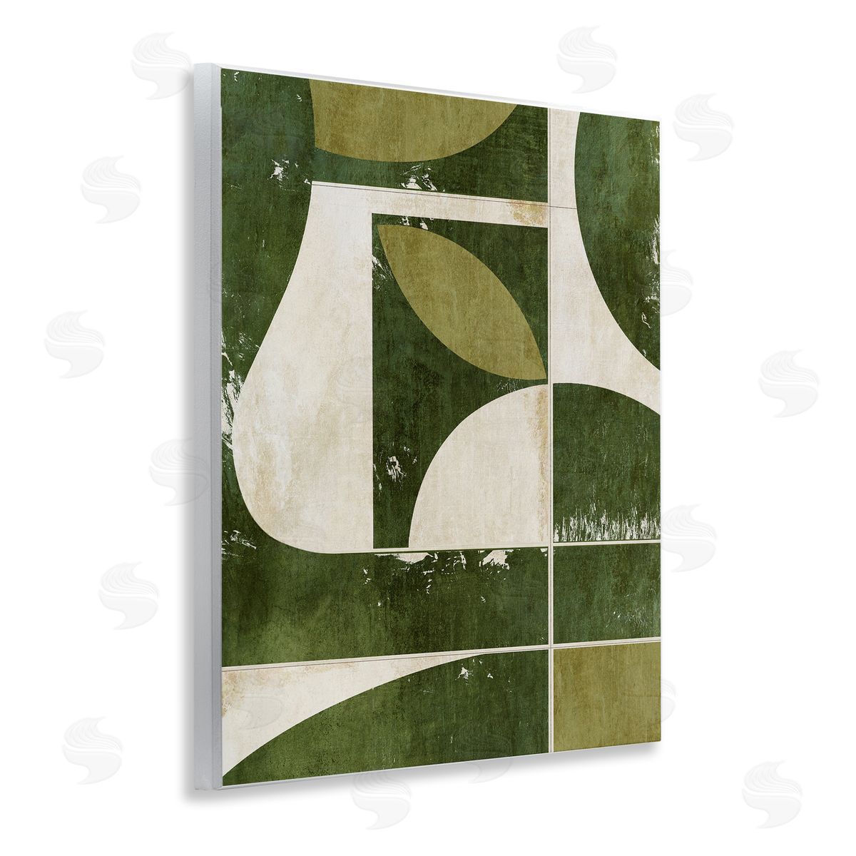 Suzanne Nicoll Earthy Green Tone Shapes Canvas Wall Art Print