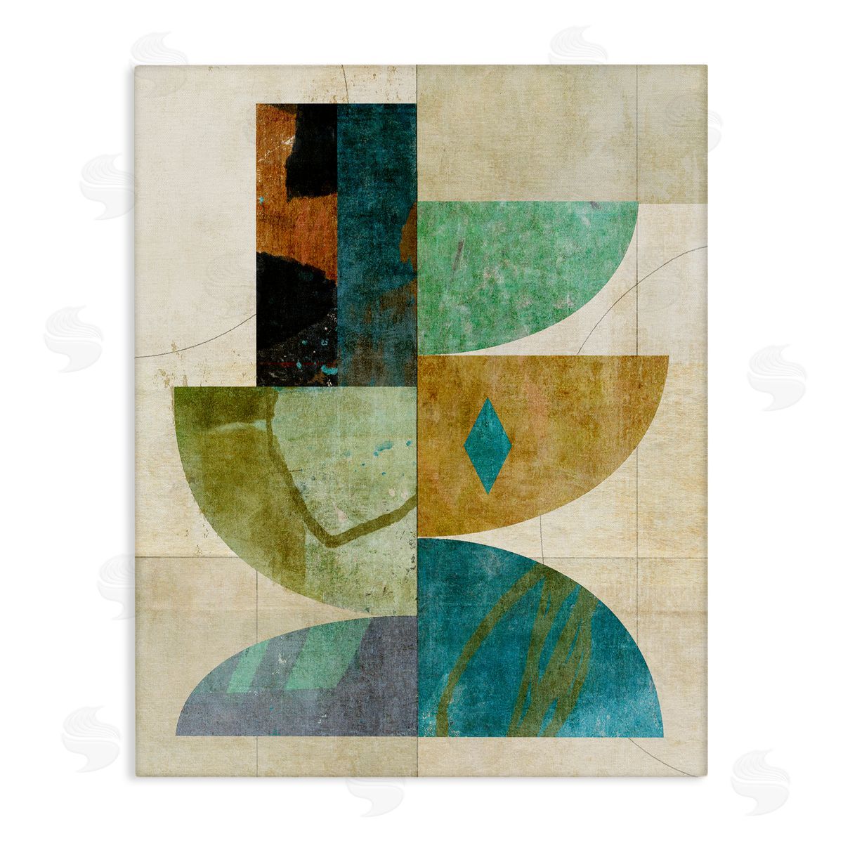 Suzanne Nicoll Rustic Curved Arc Shapes Canvas Wall Art Print