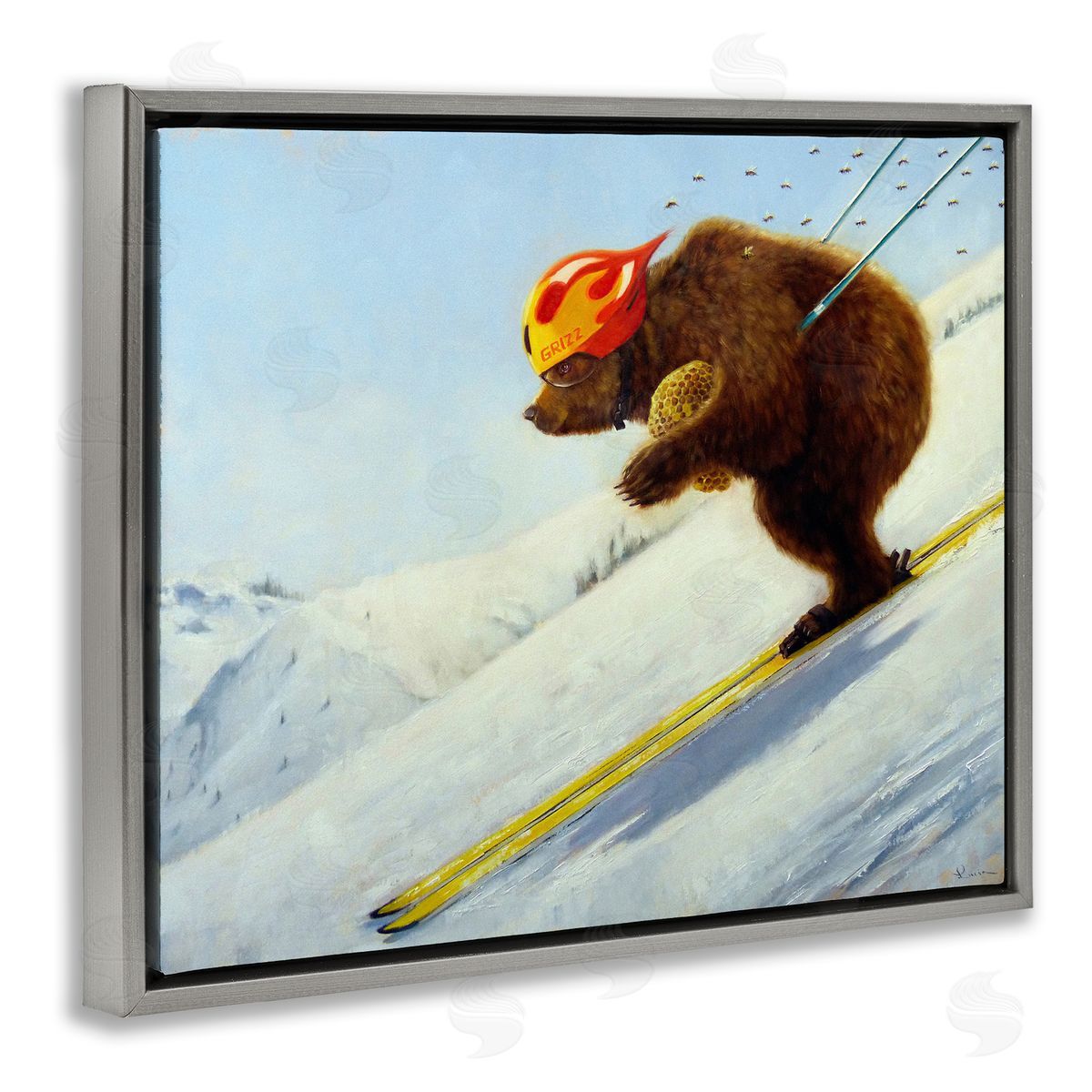 Lucia Heffernan The Heist Skiing Bear Canvas Wall Art Print