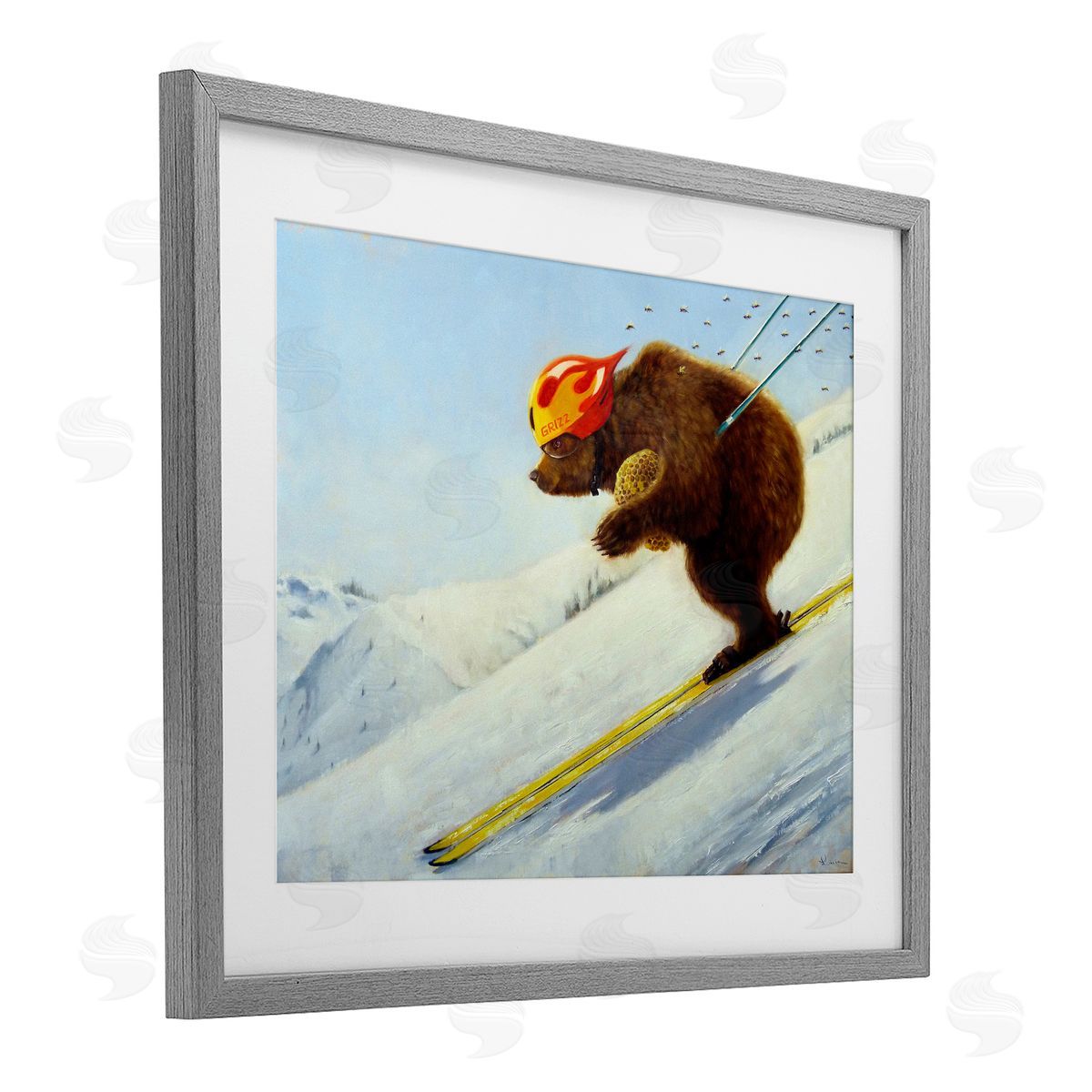 Lucia Heffernan The Heist Skiing Bear Canvas Wall Art Print