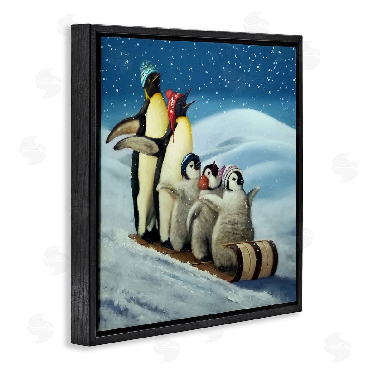 Lucia Heffernan Sleigh Ride Snowy Penguins Canvas Wall Art Print
