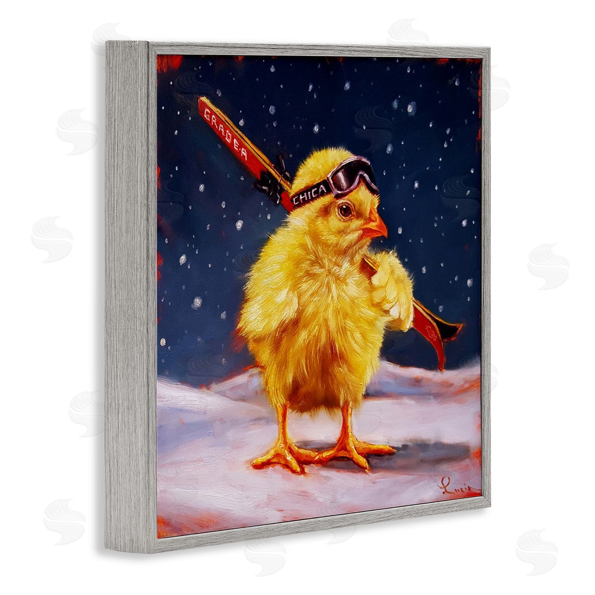 Lucia Heffernan Chick With Sticks Skiing Canvas Wall Art Print