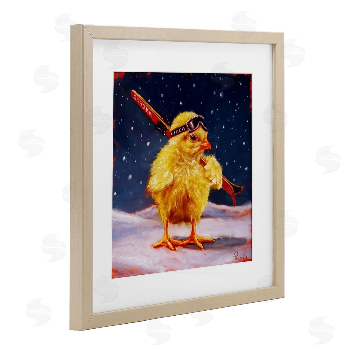 Lucia Heffernan Chick With Sticks Skiing Canvas Wall Art Print