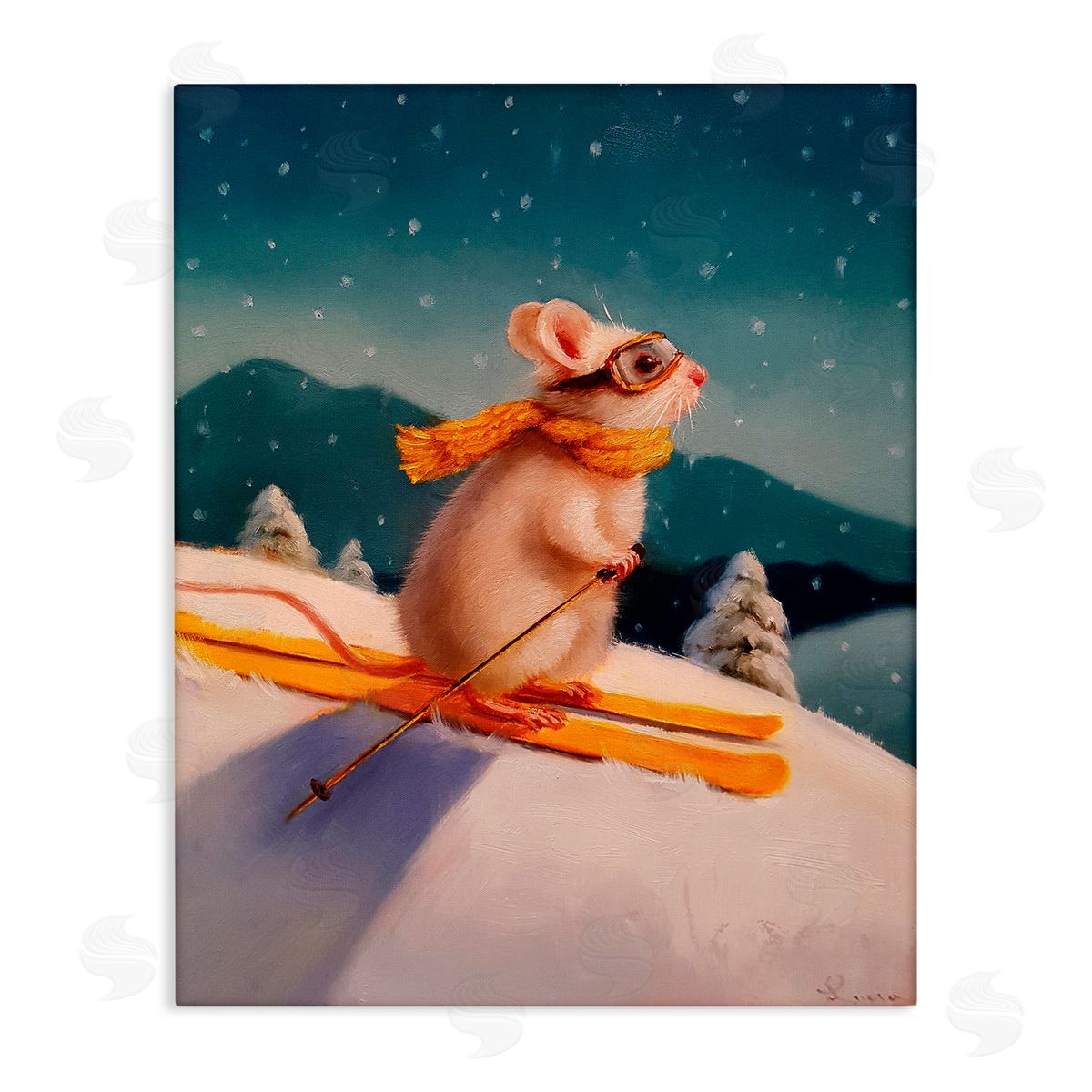 Lucia Heffernan Free Rider Skiing Mouse Canvas Wall Art Print