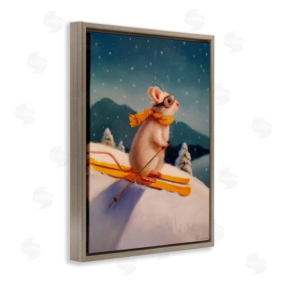 Lucia Heffernan Free Rider Skiing Mouse Canvas Wall Art Print