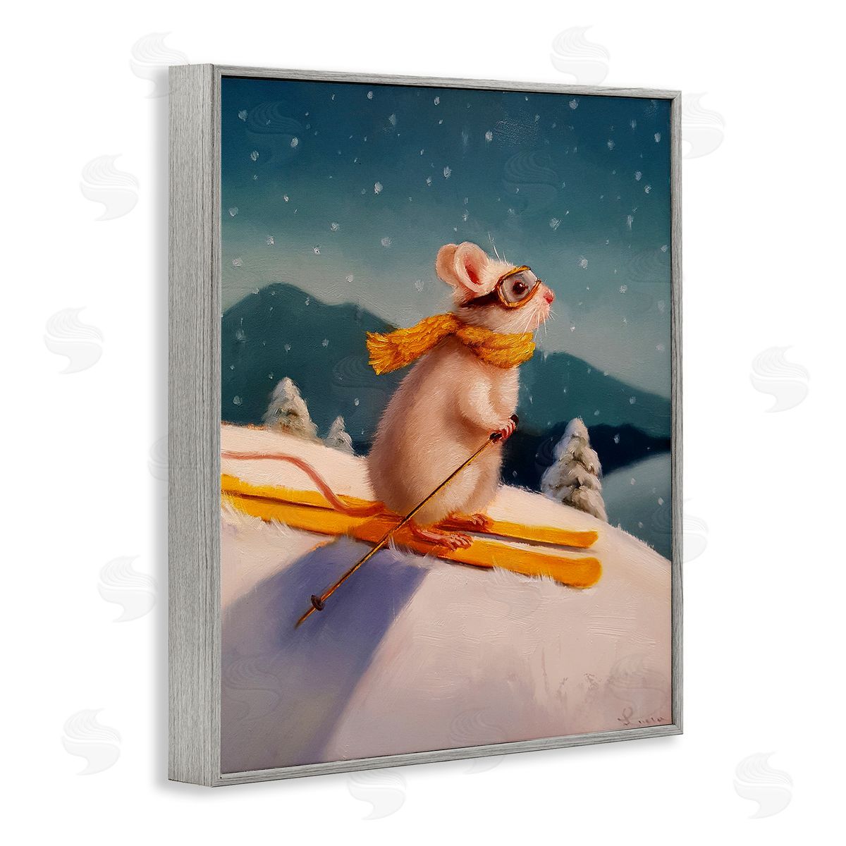 Lucia Heffernan Free Rider Skiing Mouse Canvas Wall Art Print