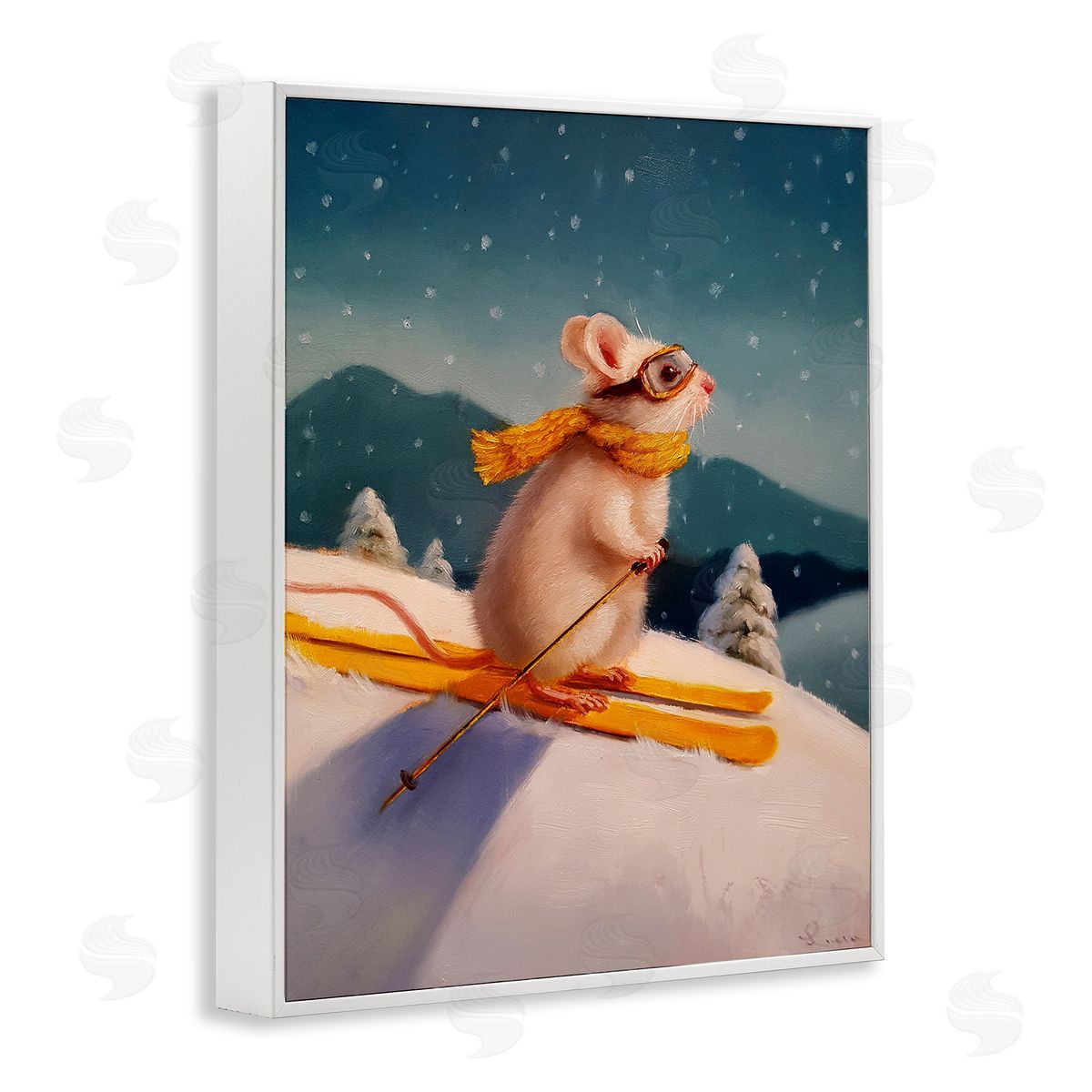 Lucia Heffernan Free Rider Skiing Mouse Canvas Wall Art Print