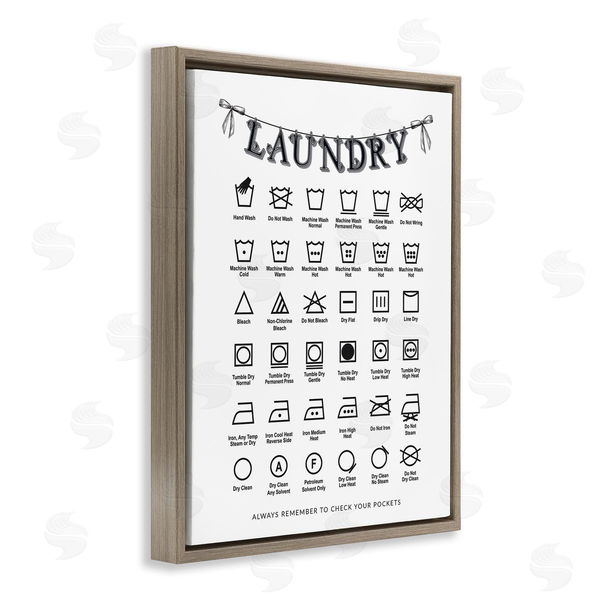 Lettered and Lined Vintage Style Laundry Symbols Canvas Wall Art Print