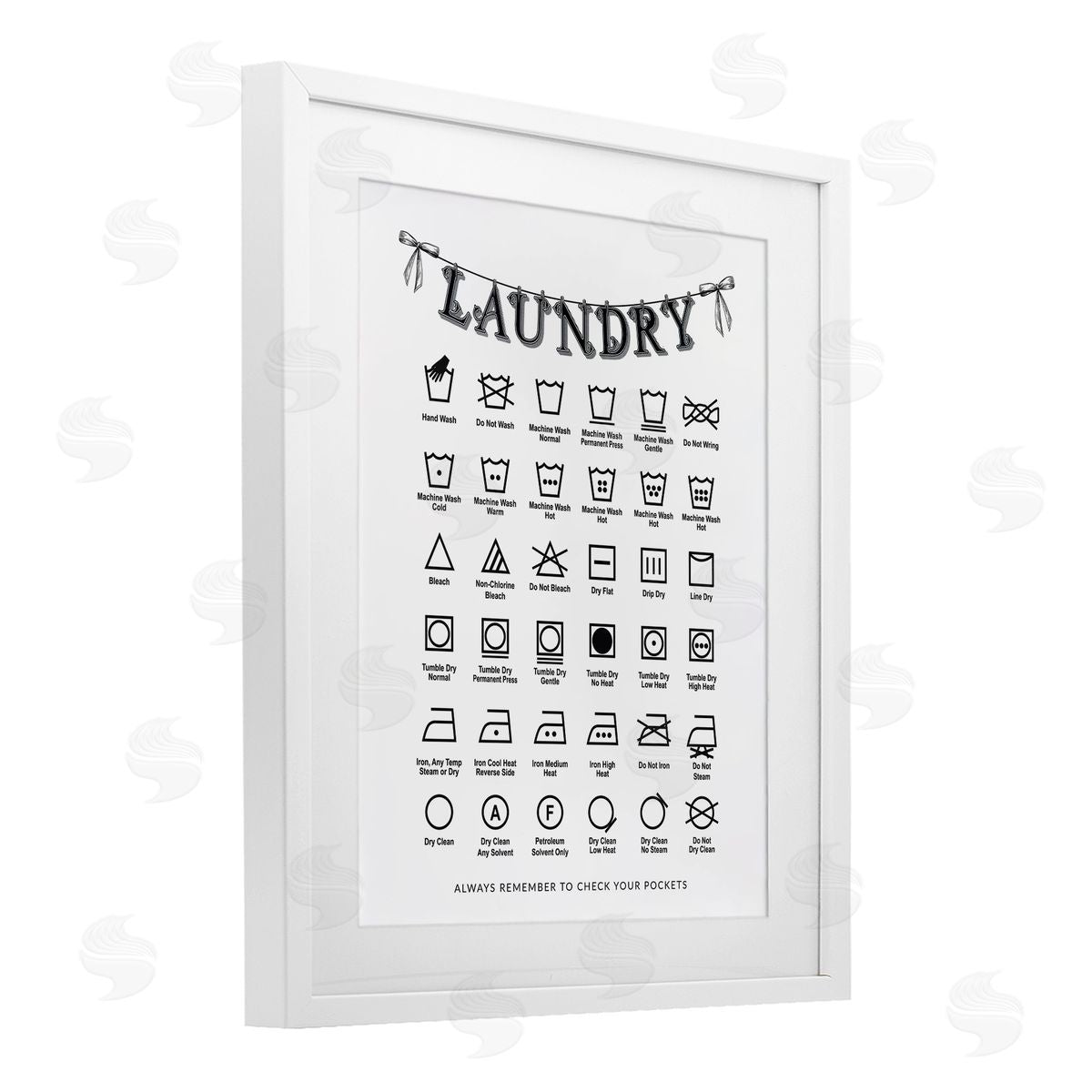 Lettered and Lined Vintage Style Laundry Symbols Canvas Wall Art Print