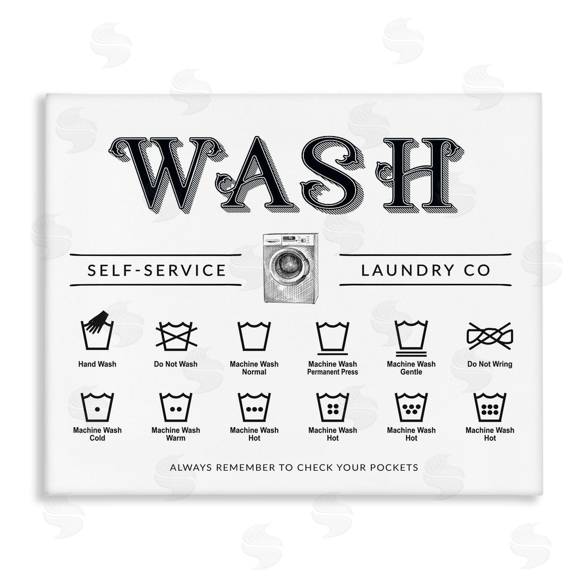 Lettered and Lined Wash Cycles Instructions Canvas Wall Art Print
