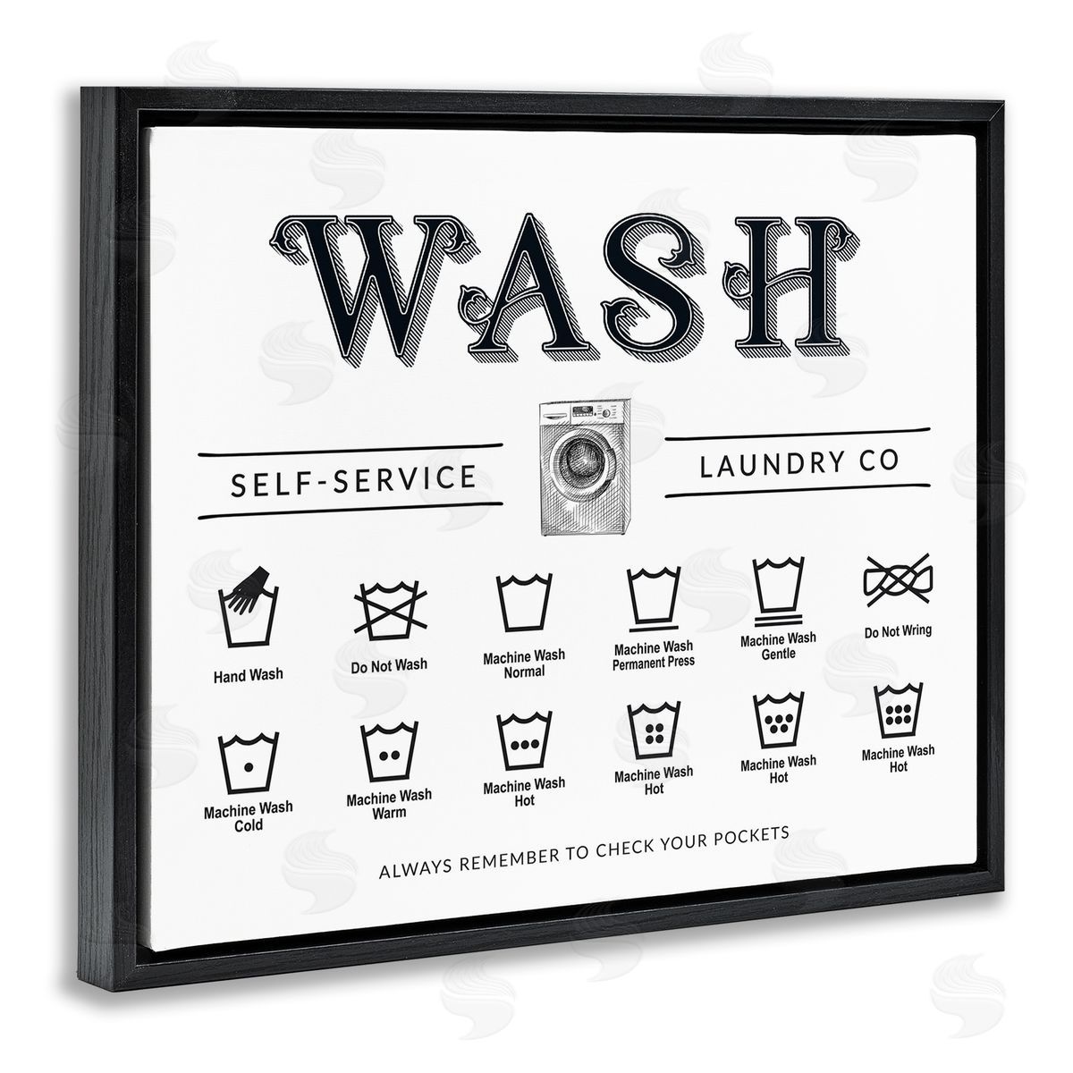 Lettered and Lined Wash Cycles Instructions Canvas Wall Art Print