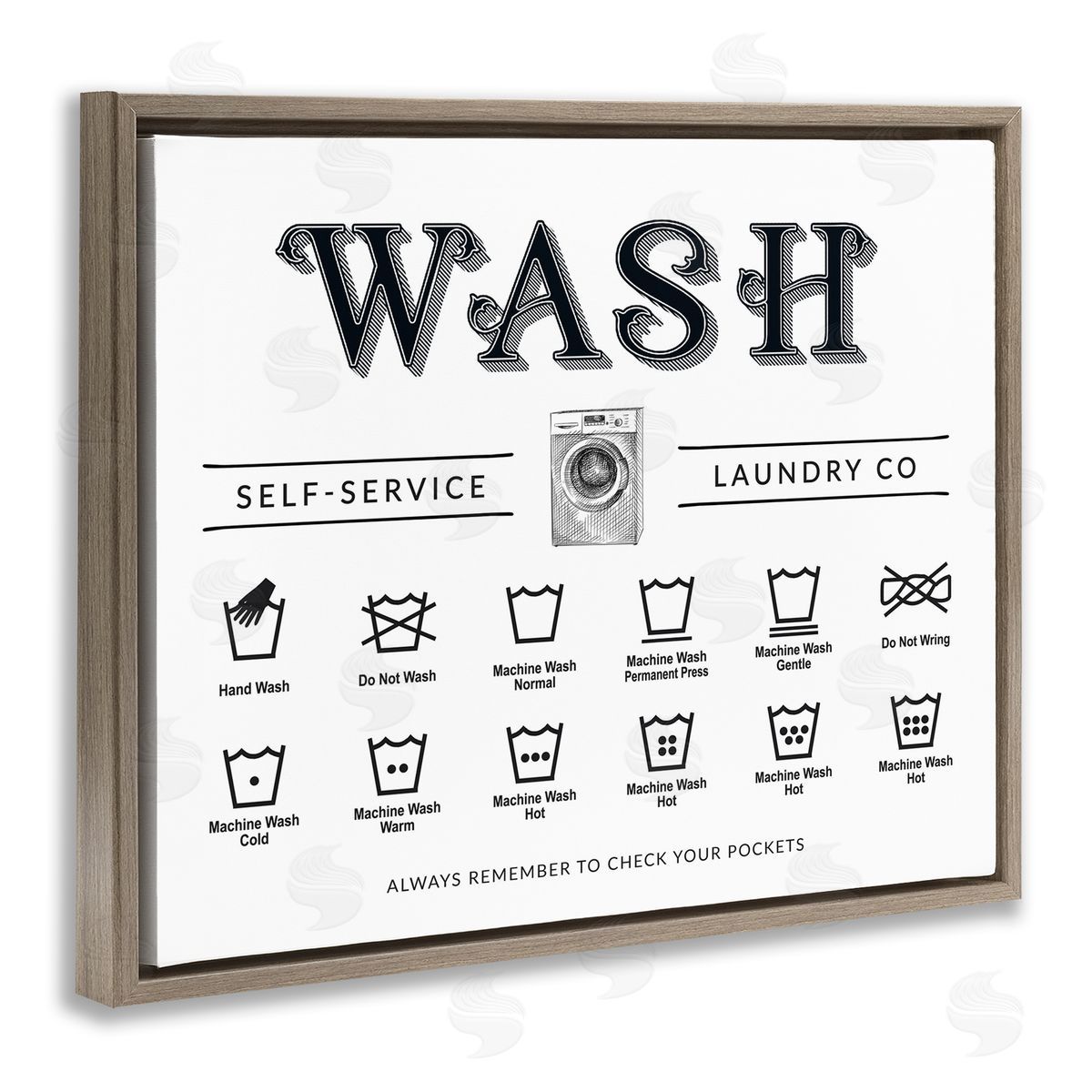 Lettered and Lined Wash Cycles Instructions Canvas Wall Art Print