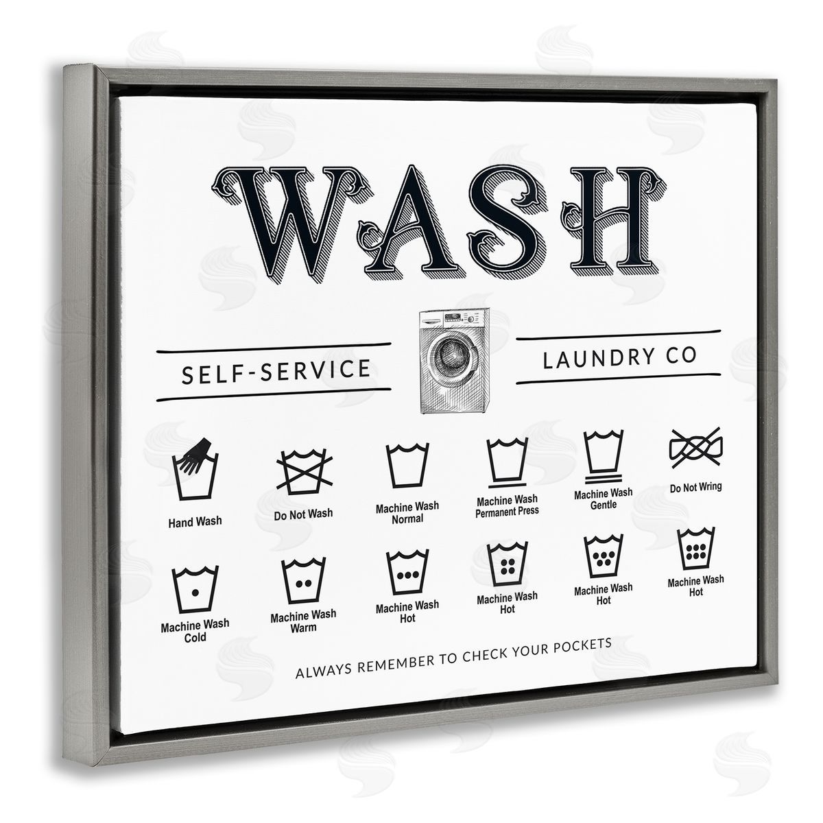 Lettered and Lined Wash Cycles Instructions Canvas Wall Art Print