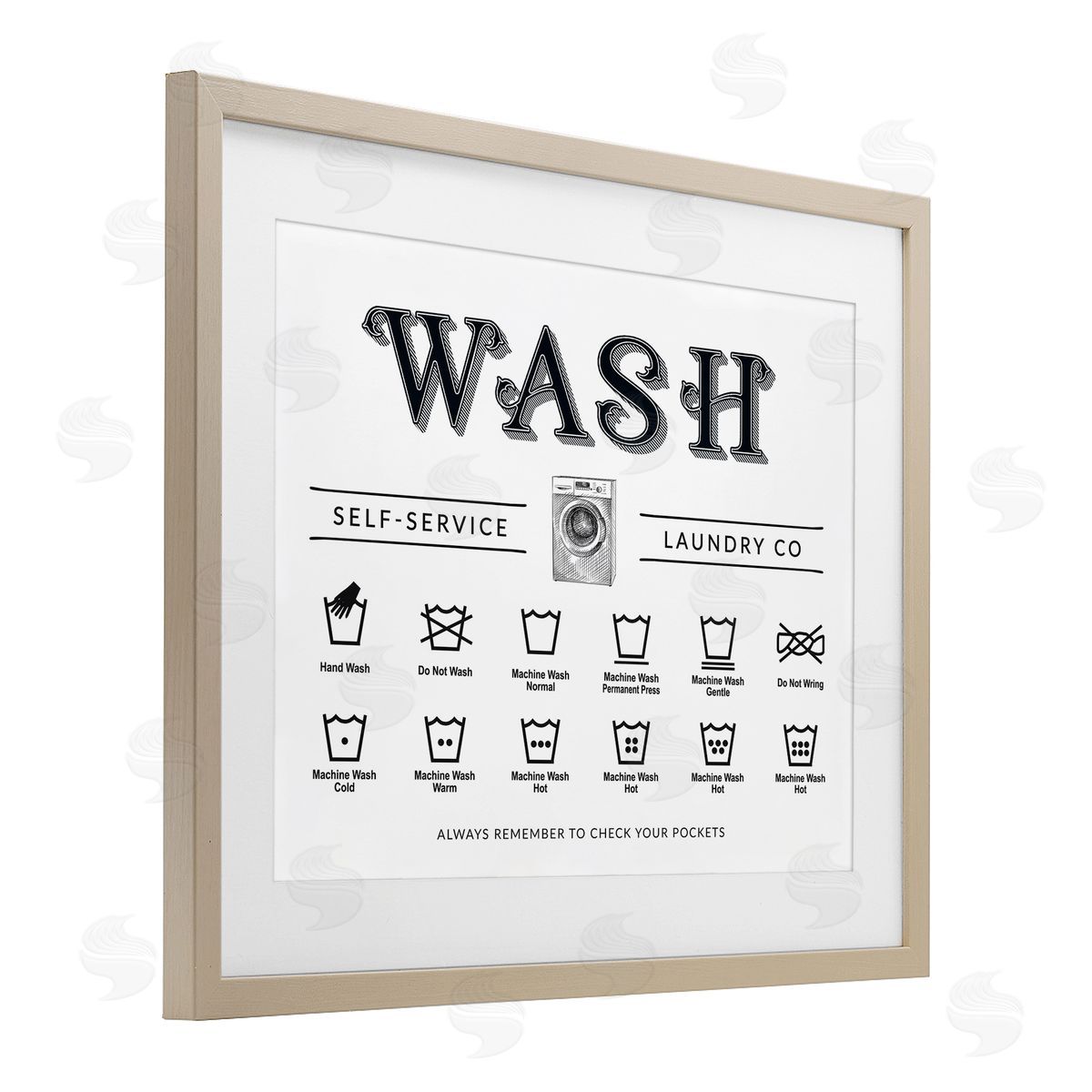 Lettered and Lined Wash Cycles Instructions Canvas Wall Art Print