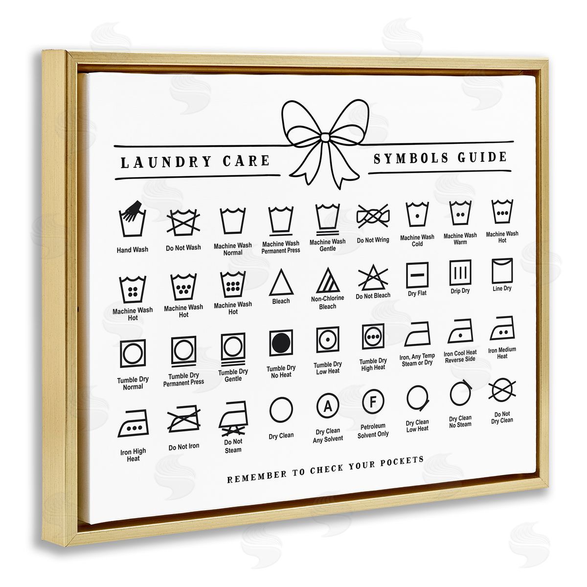 Lettered and Lined Laundry Care Symbols Guide Canvas Wall Art Print