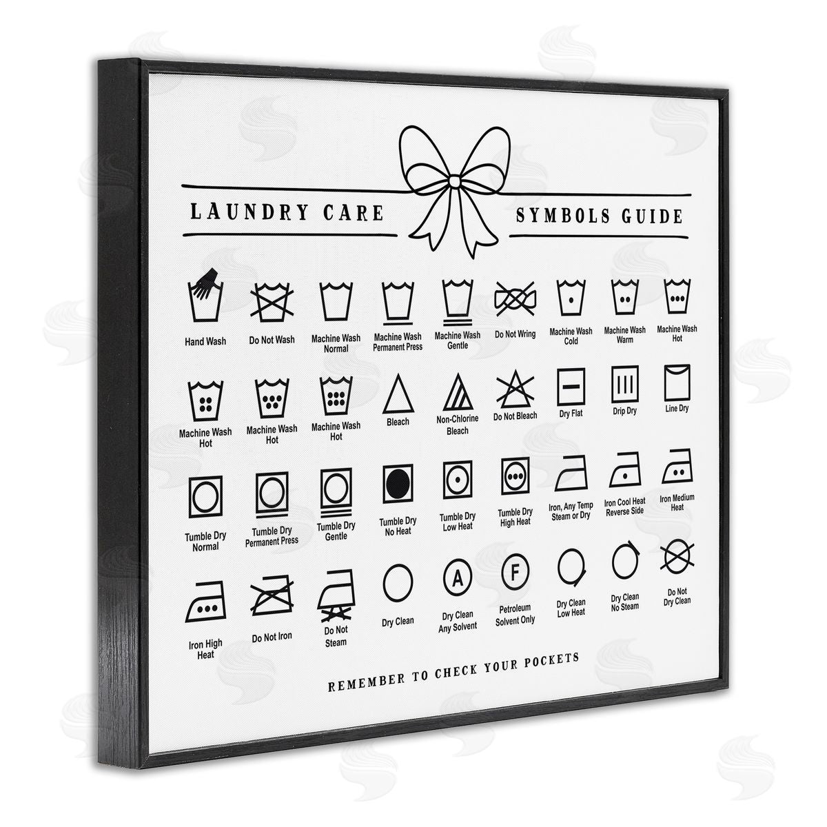 Lettered and Lined Laundry Care Symbols Guide Canvas Wall Art Print