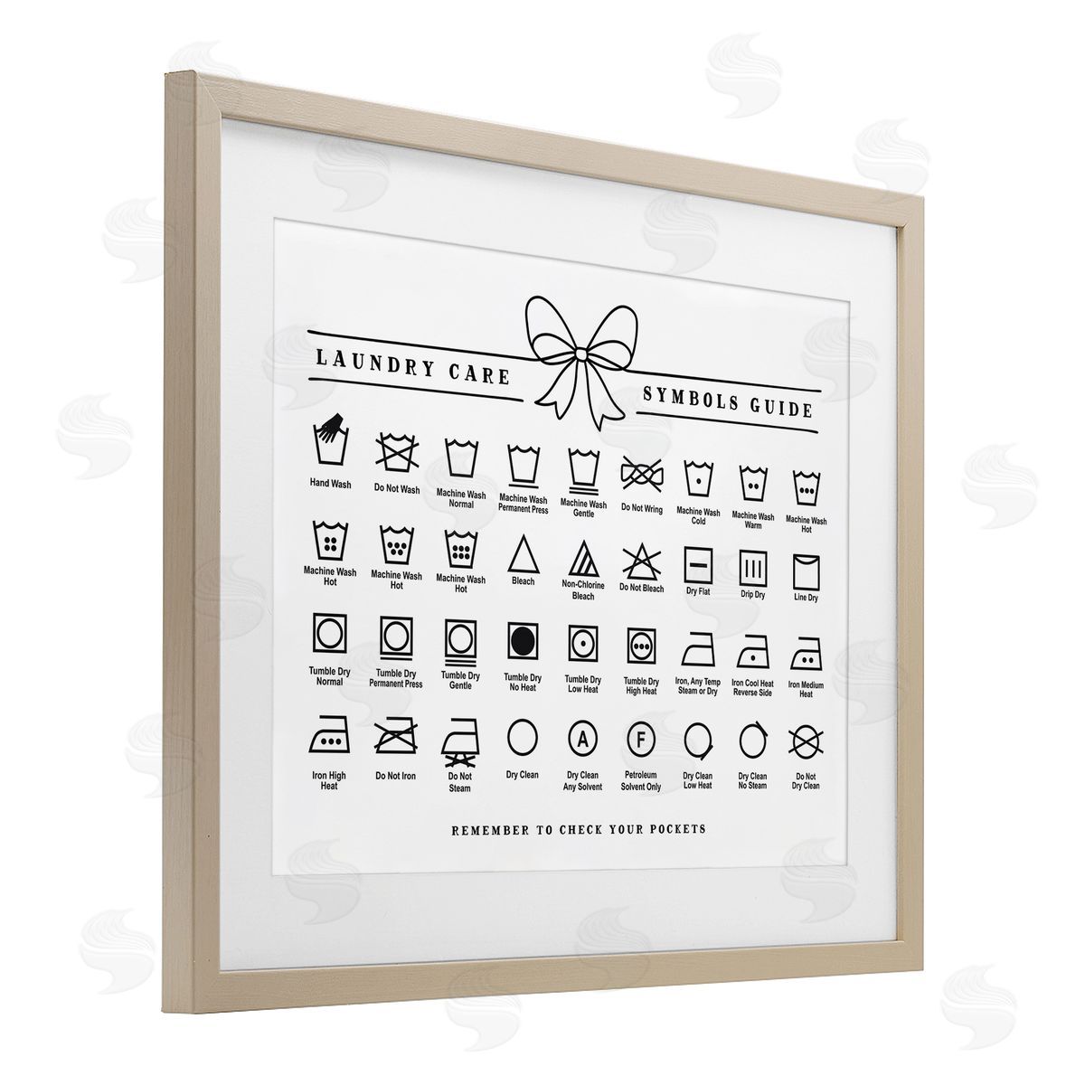 Lettered and Lined Laundry Care Symbols Guide Canvas Wall Art Print