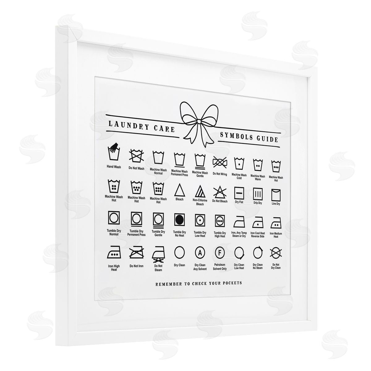 Lettered and Lined Laundry Care Symbols Guide Canvas Wall Art Print