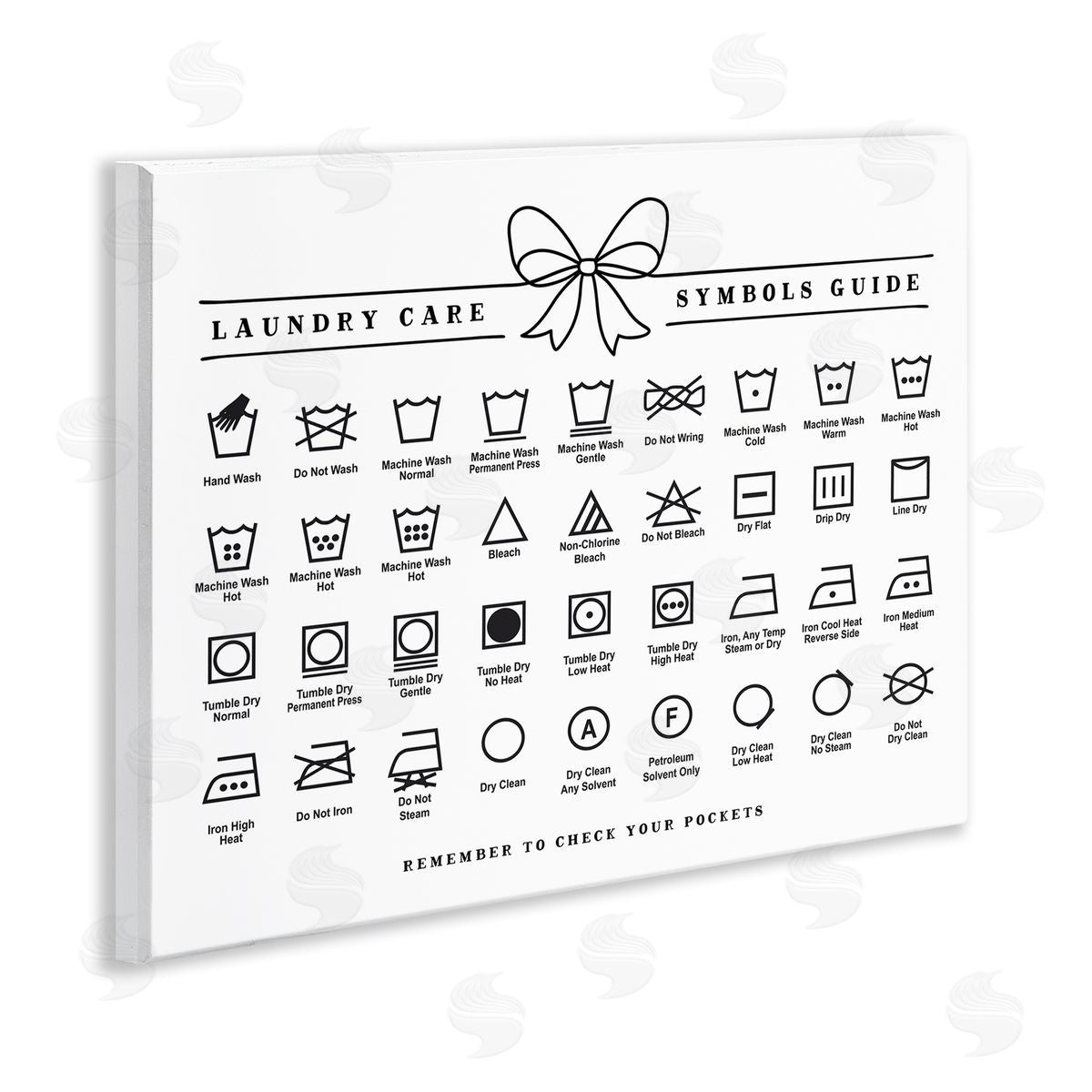 Lettered and Lined Laundry Care Symbols Guide Canvas Wall Art Print