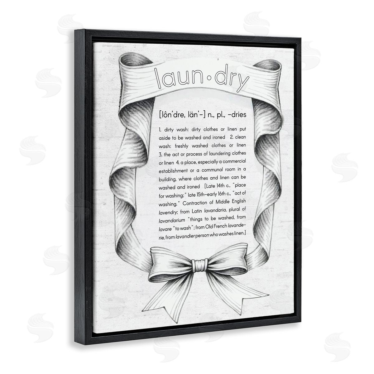 Lettered and Lined Laundry Definition Vintage Bow Canvas Wall Art Print
