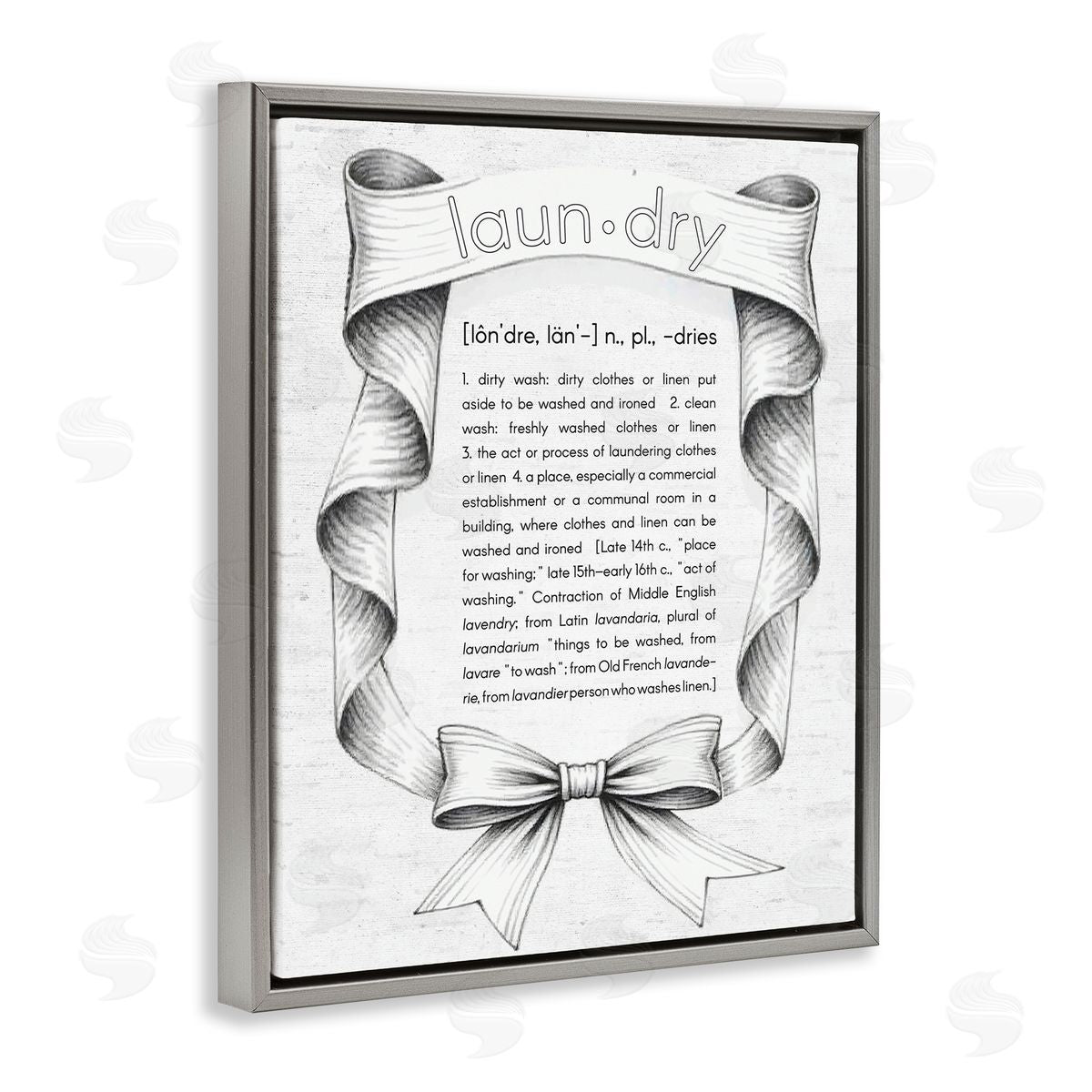 Lettered and Lined Laundry Definition Vintage Bow Canvas Wall Art Print