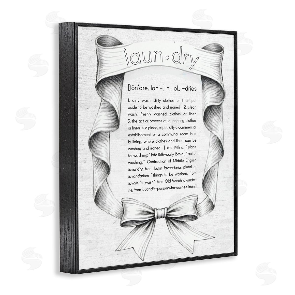 Lettered and Lined Laundry Definition Vintage Bow Canvas Wall Art Print