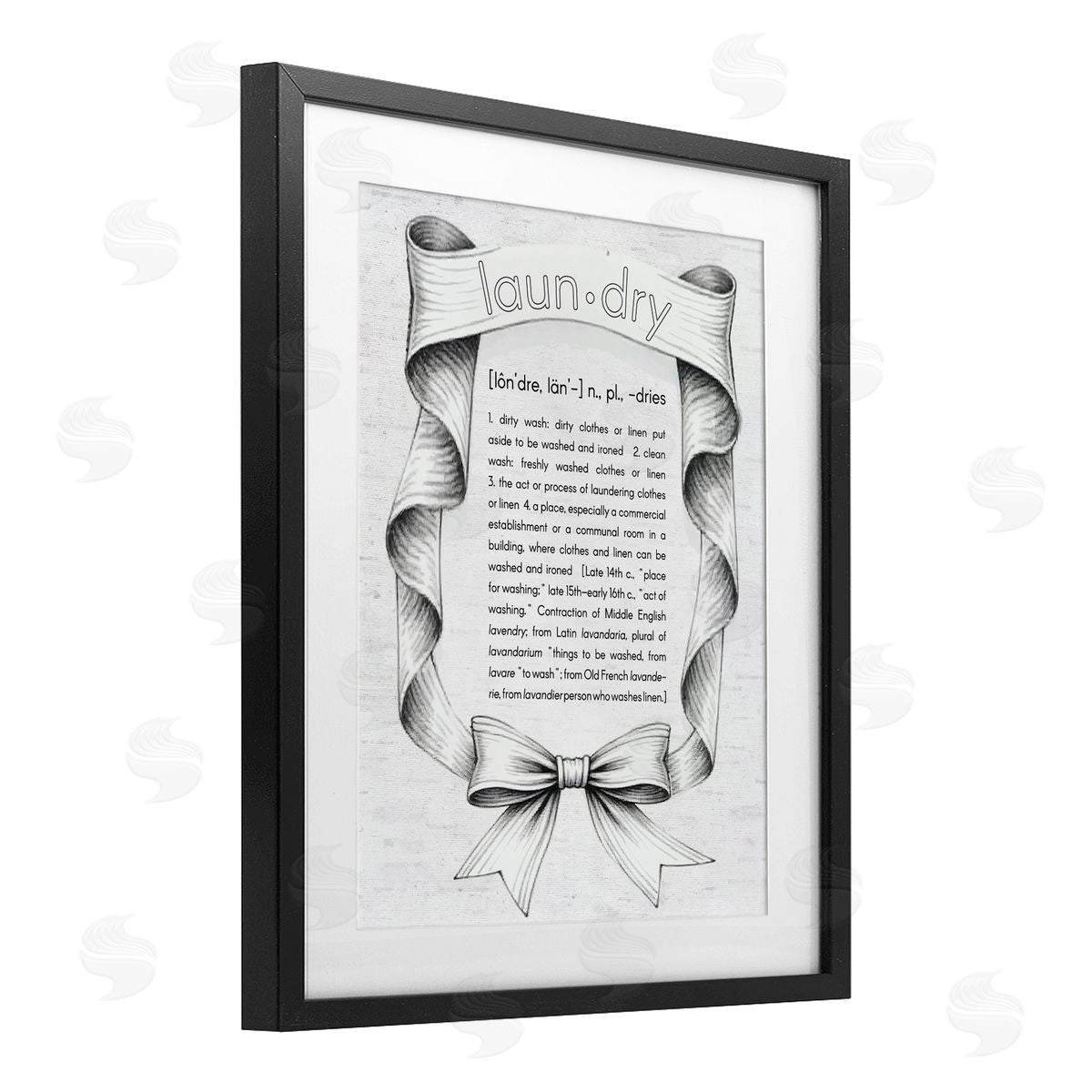 Lettered and Lined Laundry Definition Vintage Bow Canvas Wall Art Print