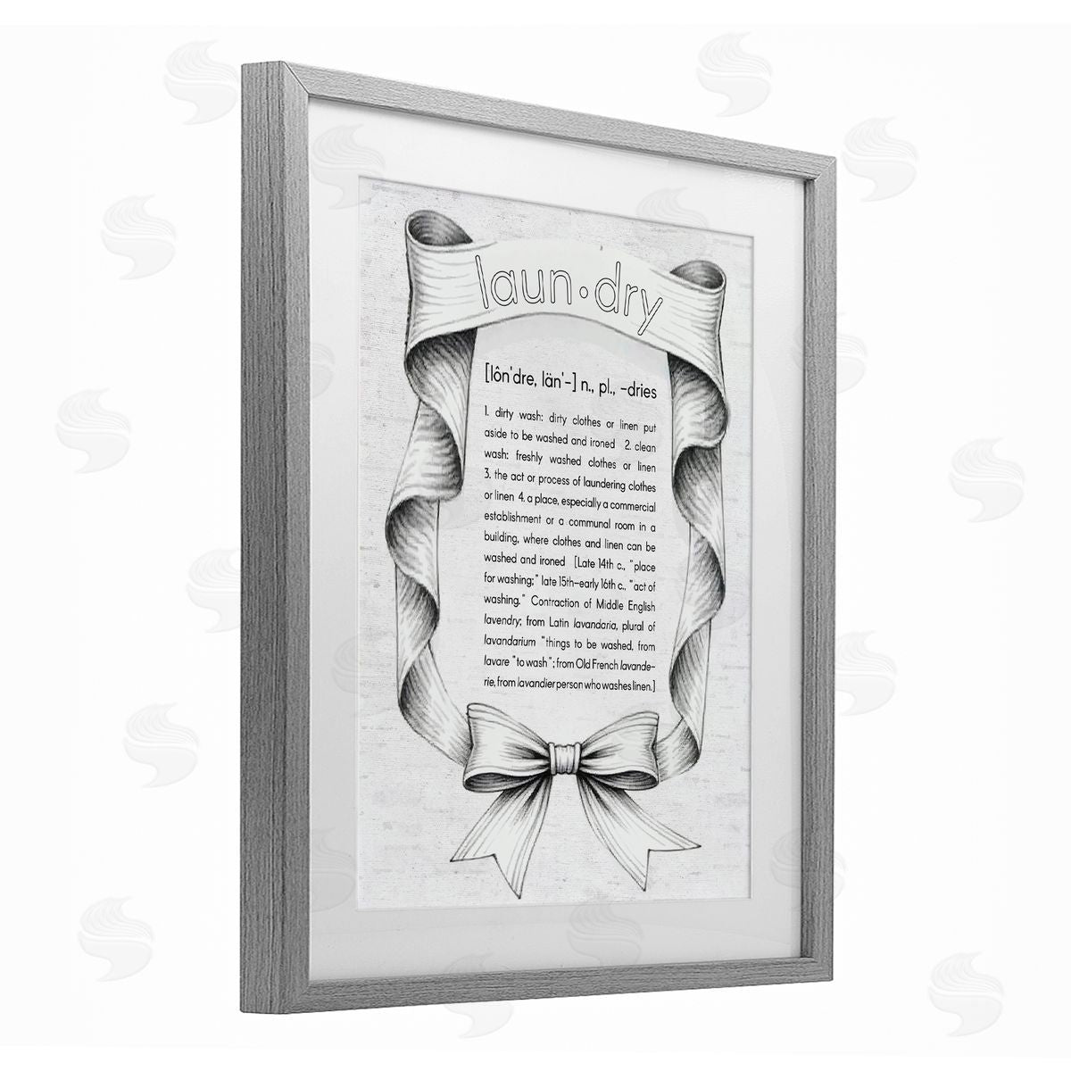 Lettered and Lined Laundry Definition Vintage Bow Canvas Wall Art Print