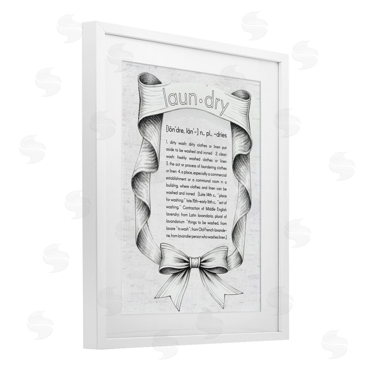 Lettered and Lined Laundry Definition Vintage Bow Canvas Wall Art Print
