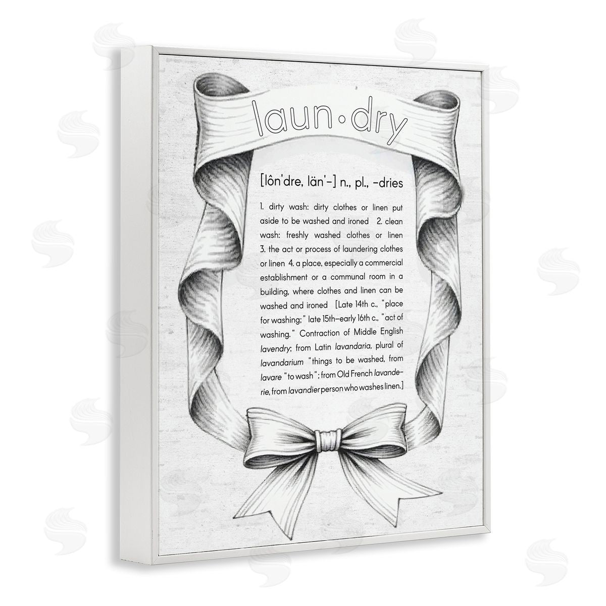 Lettered and Lined Laundry Definition Vintage Bow Canvas Wall Art Print