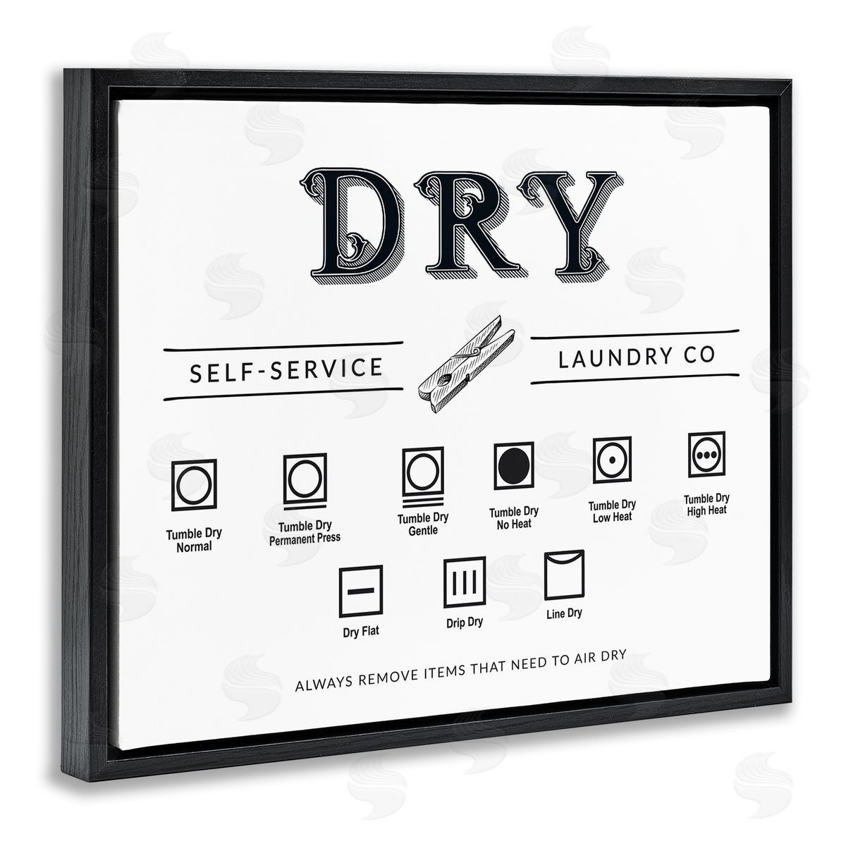 Lettered and Lined Dry Cycle Instructions Chart Canvas Wall Art Print