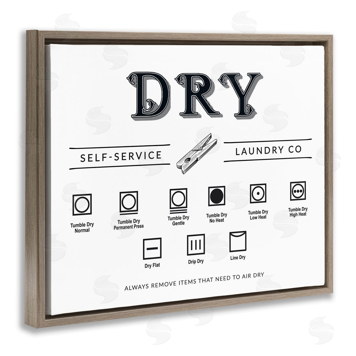 Lettered and Lined Dry Cycle Instructions Chart Canvas Wall Art Print