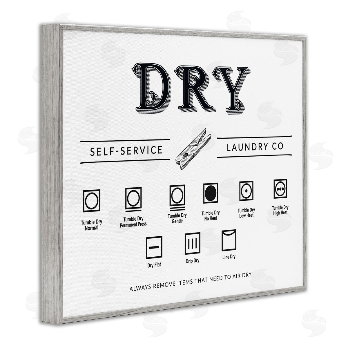 Lettered and Lined Dry Cycle Instructions Chart Canvas Wall Art Print