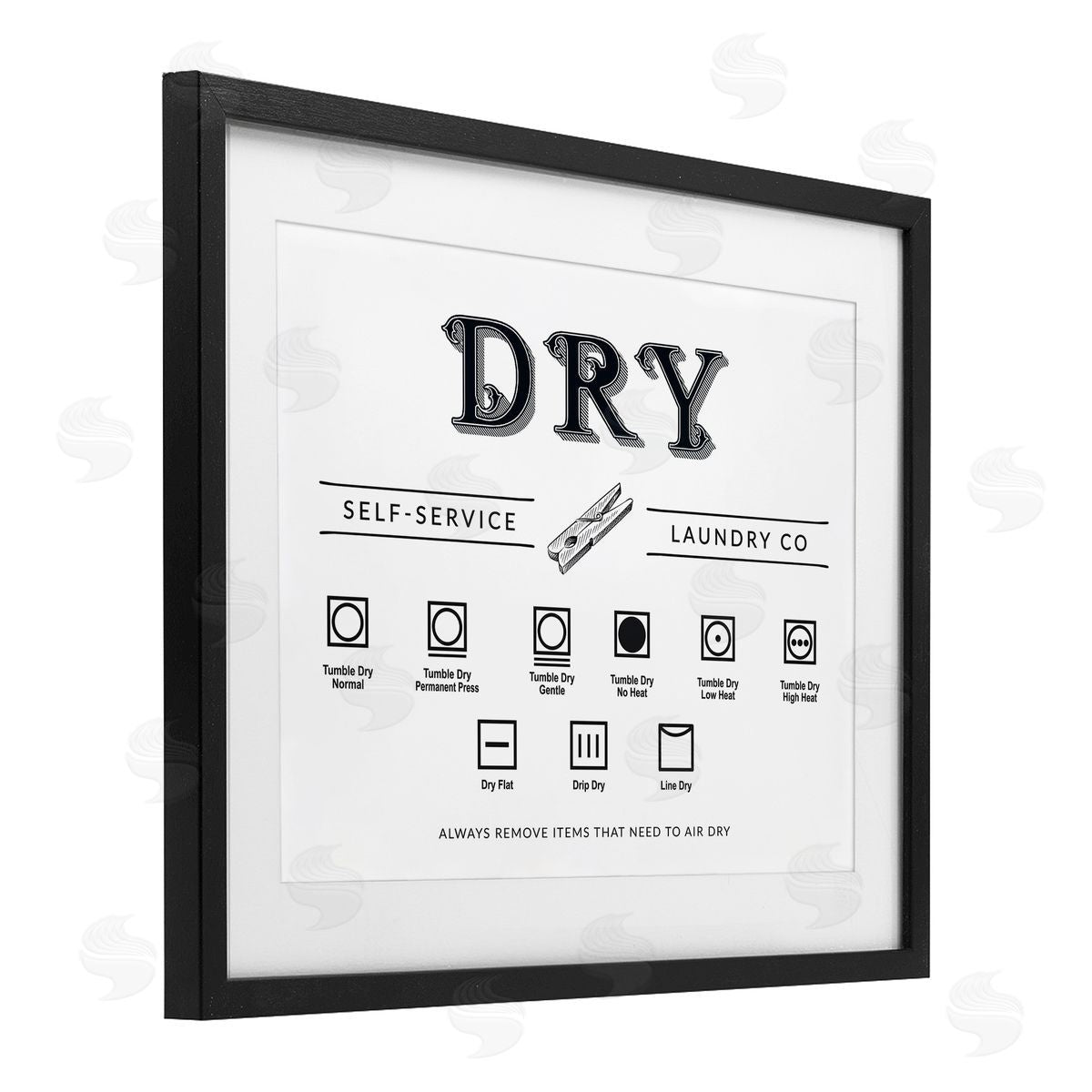 Lettered and Lined Dry Cycle Instructions Chart Canvas Wall Art Print