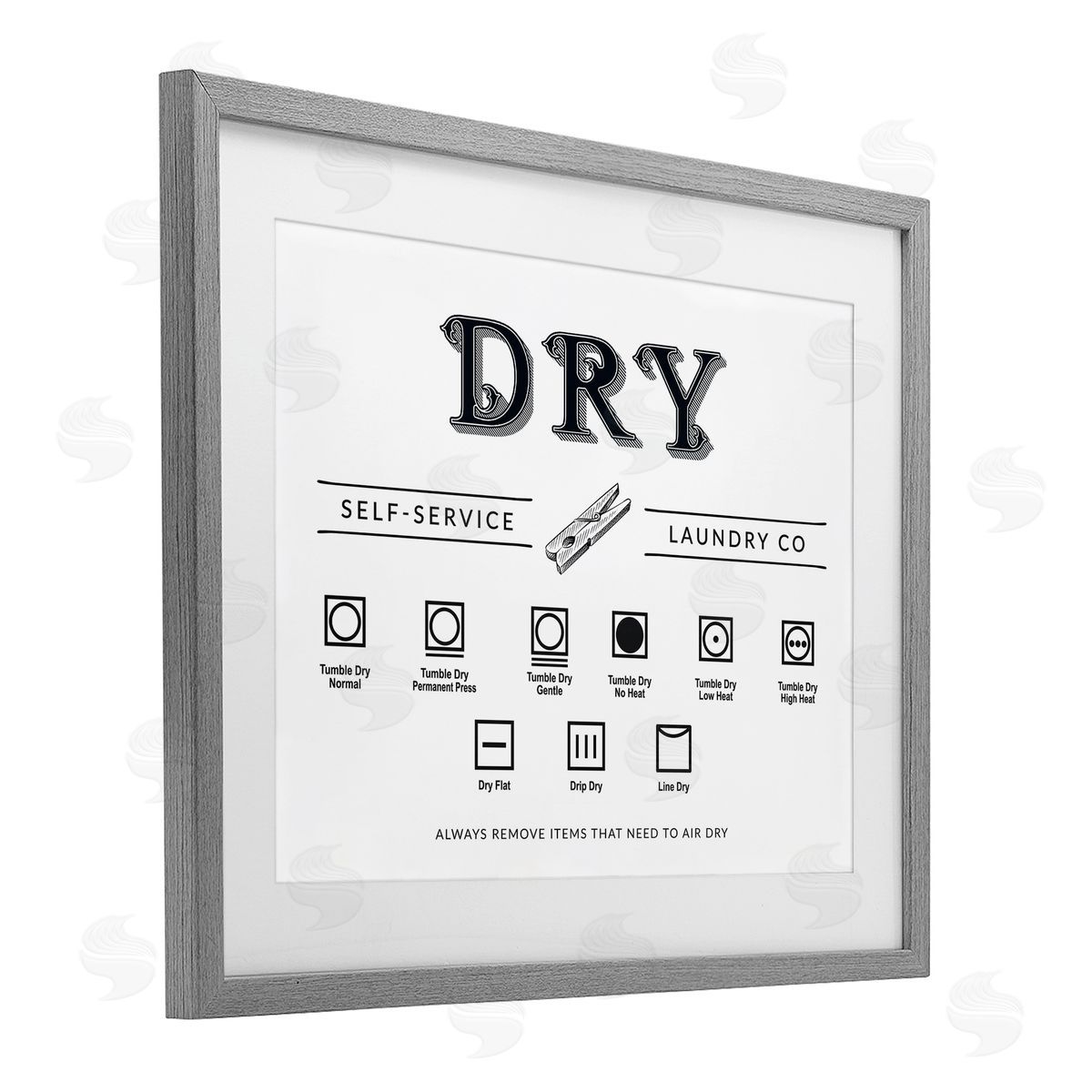 Lettered and Lined Dry Cycle Instructions Chart Canvas Wall Art Print