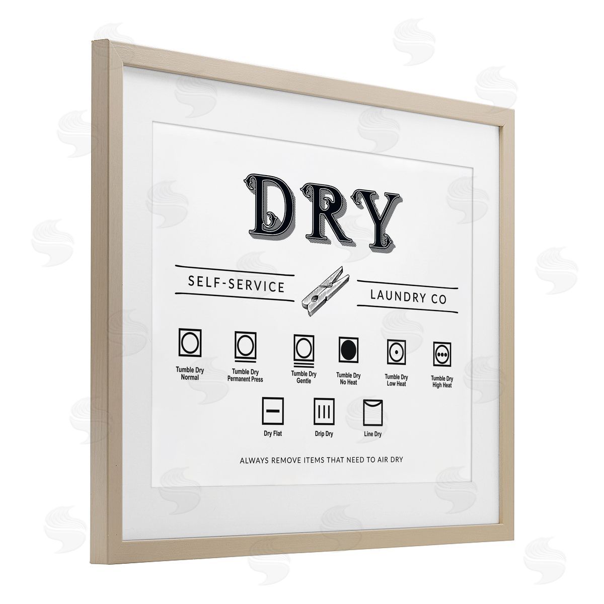 Lettered and Lined Dry Cycle Instructions Chart Canvas Wall Art Print