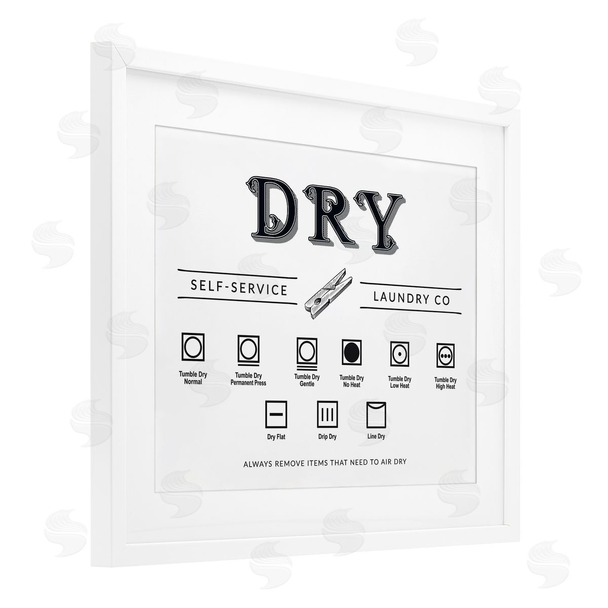 Lettered and Lined Dry Cycle Instructions Chart Canvas Wall Art Print