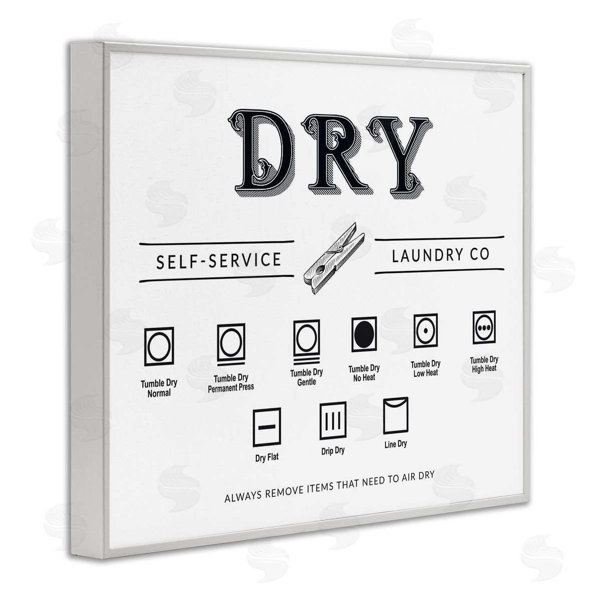 Lettered and Lined Dry Cycle Instructions Chart Canvas Wall Art Print