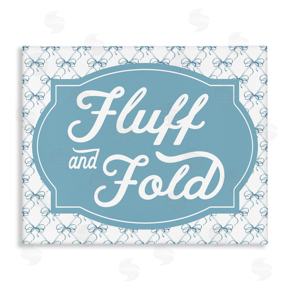 Lettered and Lined Fluff & Fold with Bow Pattern Canvas Wall Art Print