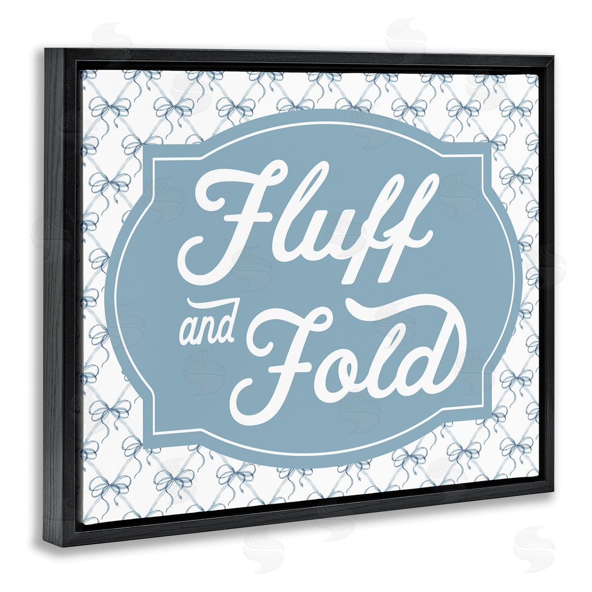 Lettered and Lined Fluff & Fold with Bow Pattern Canvas Wall Art Print