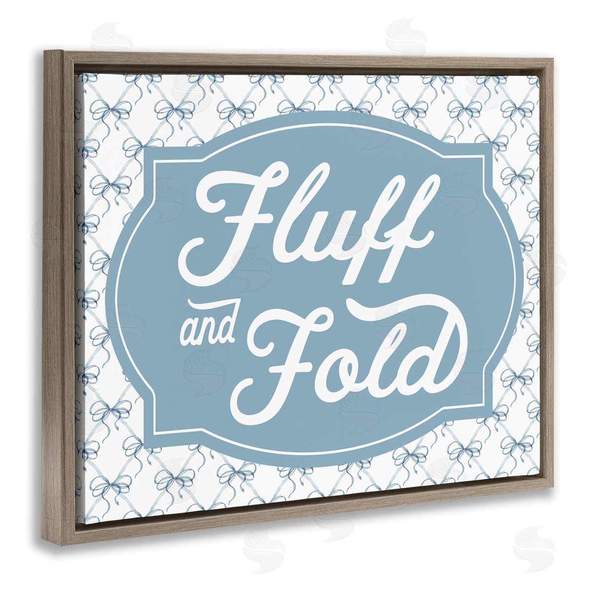 Lettered and Lined Fluff & Fold with Bow Pattern Canvas Wall Art Print