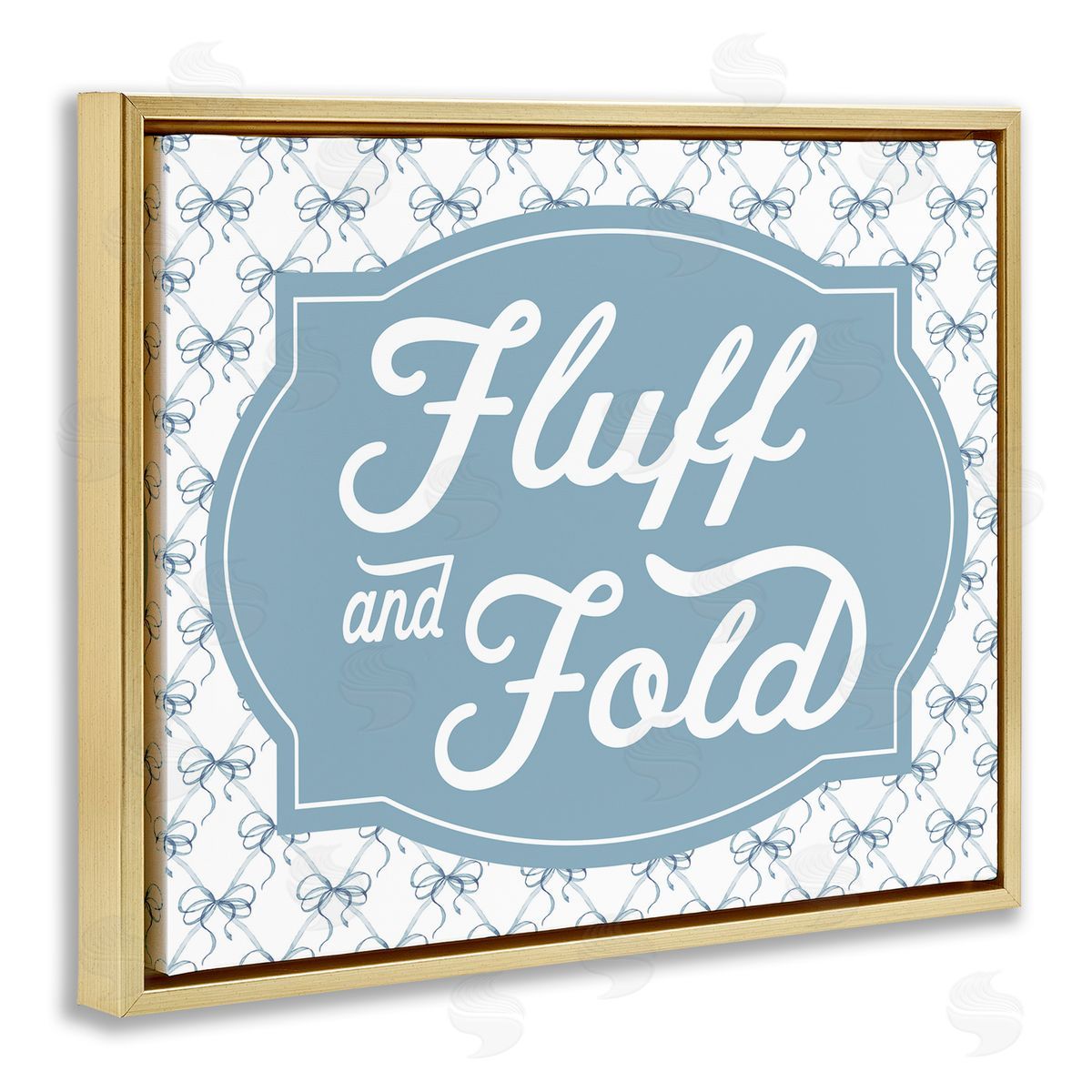 Lettered and Lined Fluff & Fold with Bow Pattern Canvas Wall Art Print