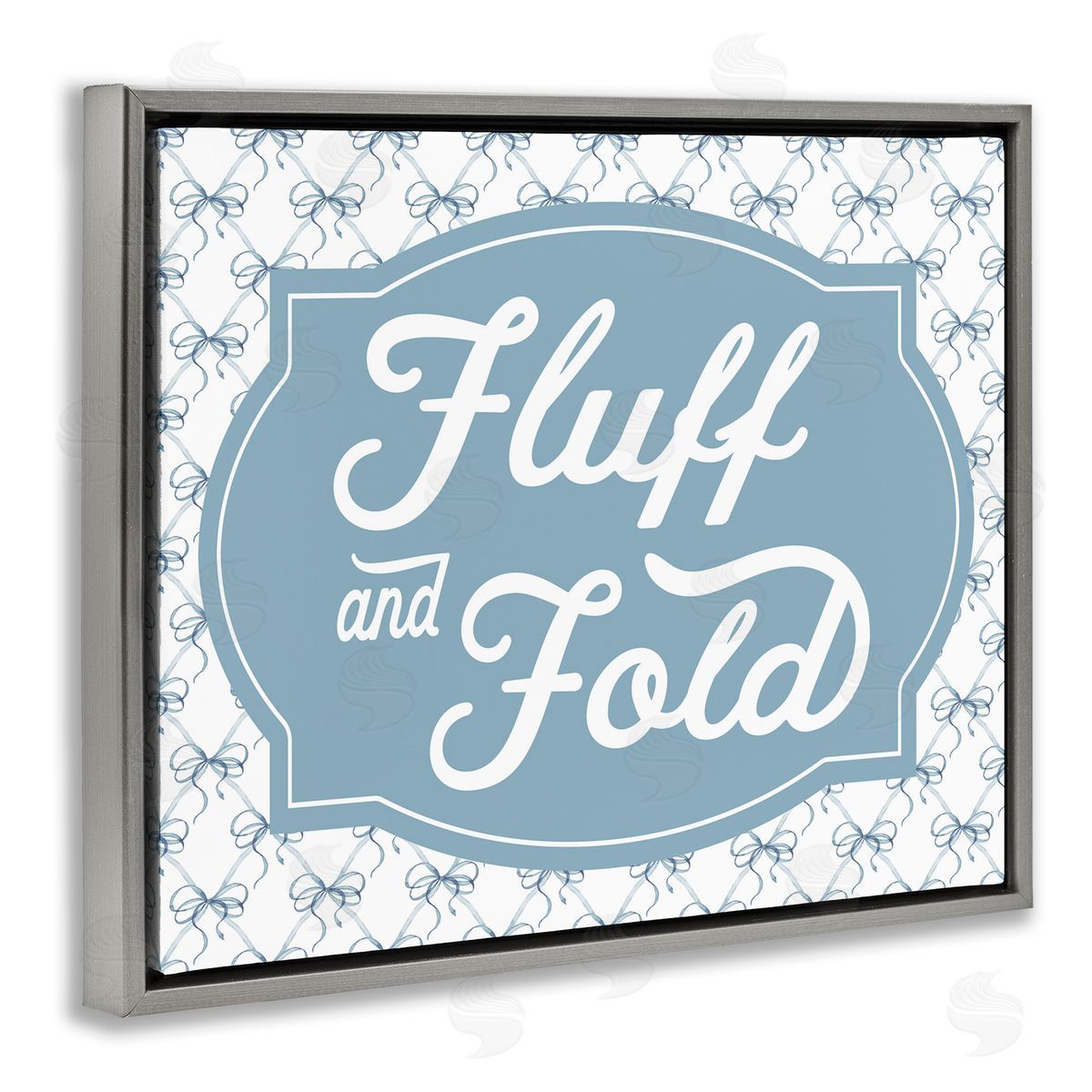 Lettered and Lined Fluff & Fold with Bow Pattern Canvas Wall Art Print