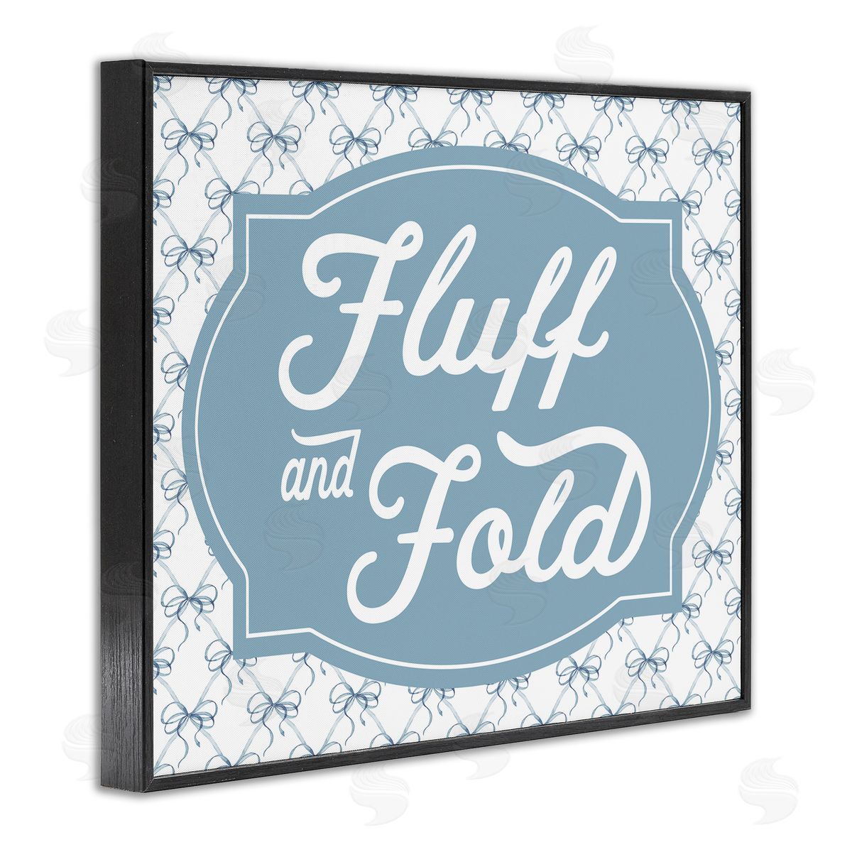 Lettered and Lined Fluff & Fold with Bow Pattern Canvas Wall Art Print