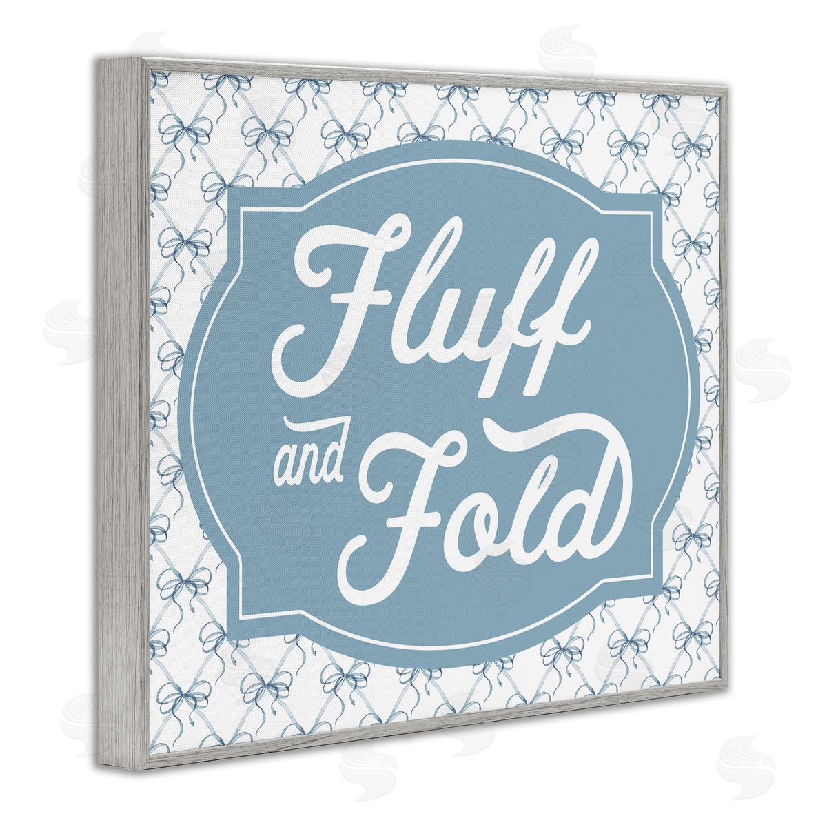 Lettered and Lined Fluff & Fold with Bow Pattern Canvas Wall Art Print