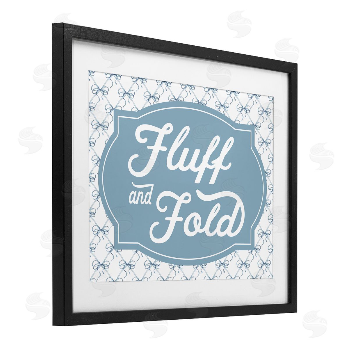 Lettered and Lined Fluff & Fold with Bow Pattern Canvas Wall Art Print